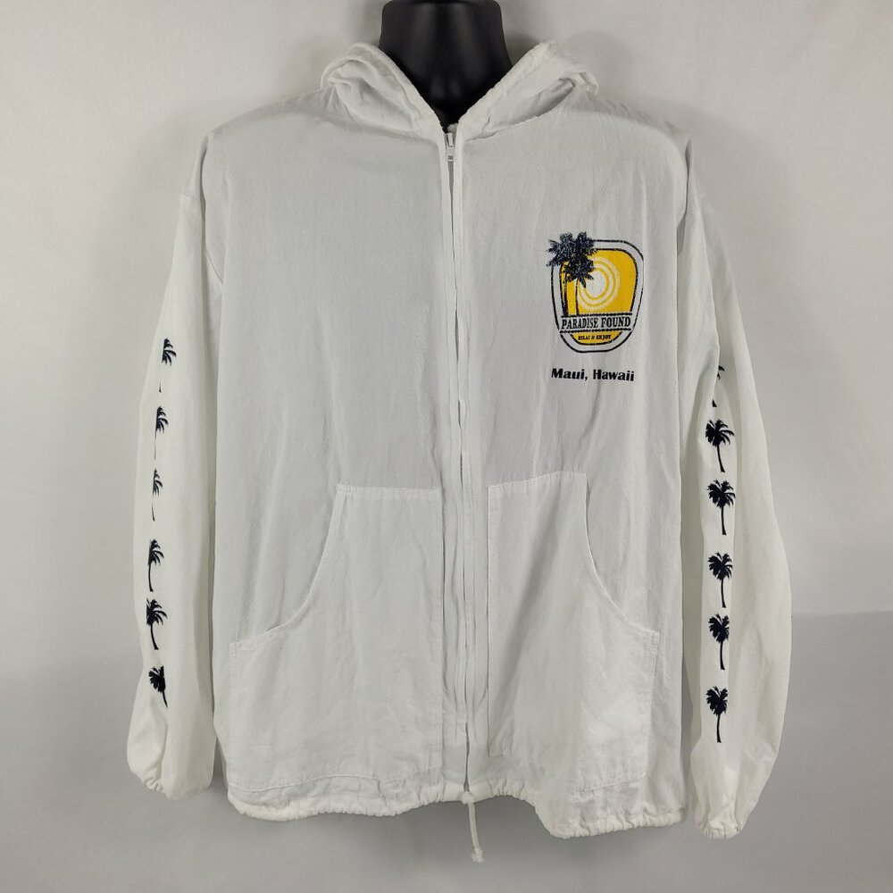 Paradise Found Maui Hawaii Vintage Scuba Beach Jacket Hooded Full-Zip Men's XL